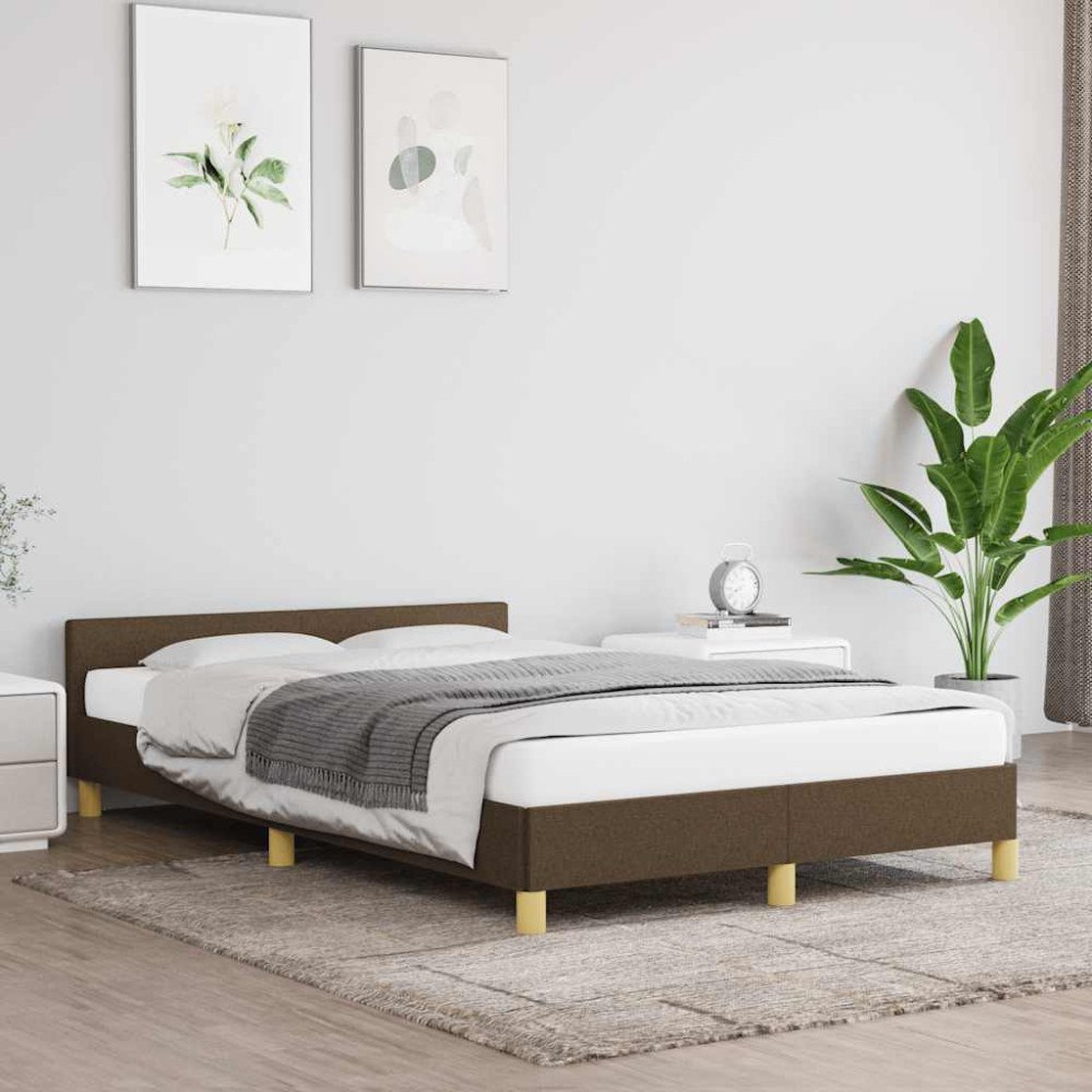 vidaXL Sängram utan madrass mörkbrun 120x200 cm tyg