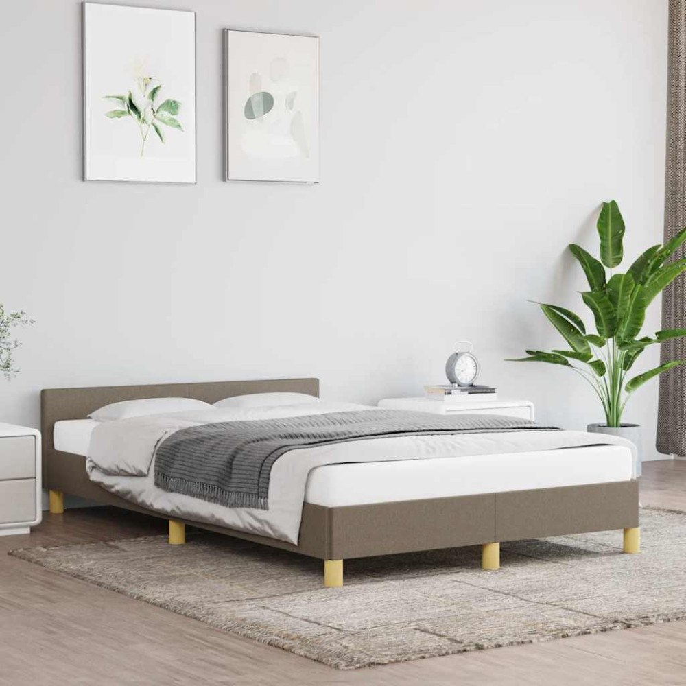vidaXL Sängram utan madrass taupe 120x200 cm tyg