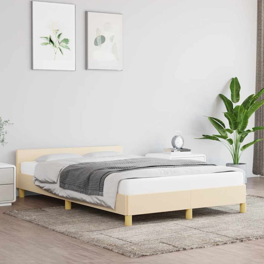vidaXL Sängram utan madrass gräddvit 120x200 cm tyg