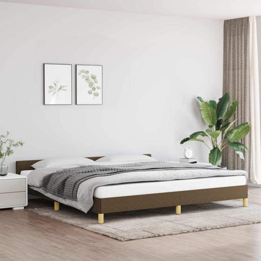 vidaXL Sängram utan madrass mörkbrun 200x200 cm tyg