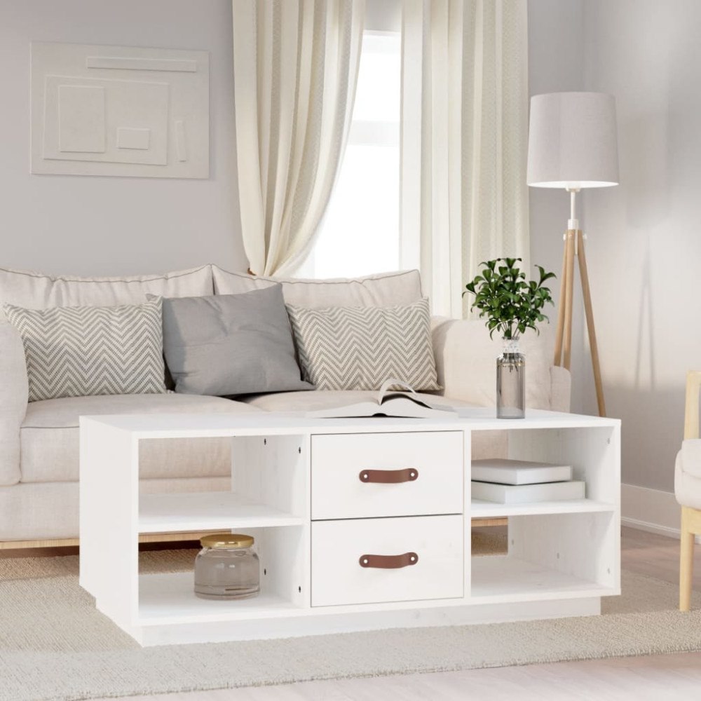 vidaXL Soffbord vit 100x50x41 cm massiv furu