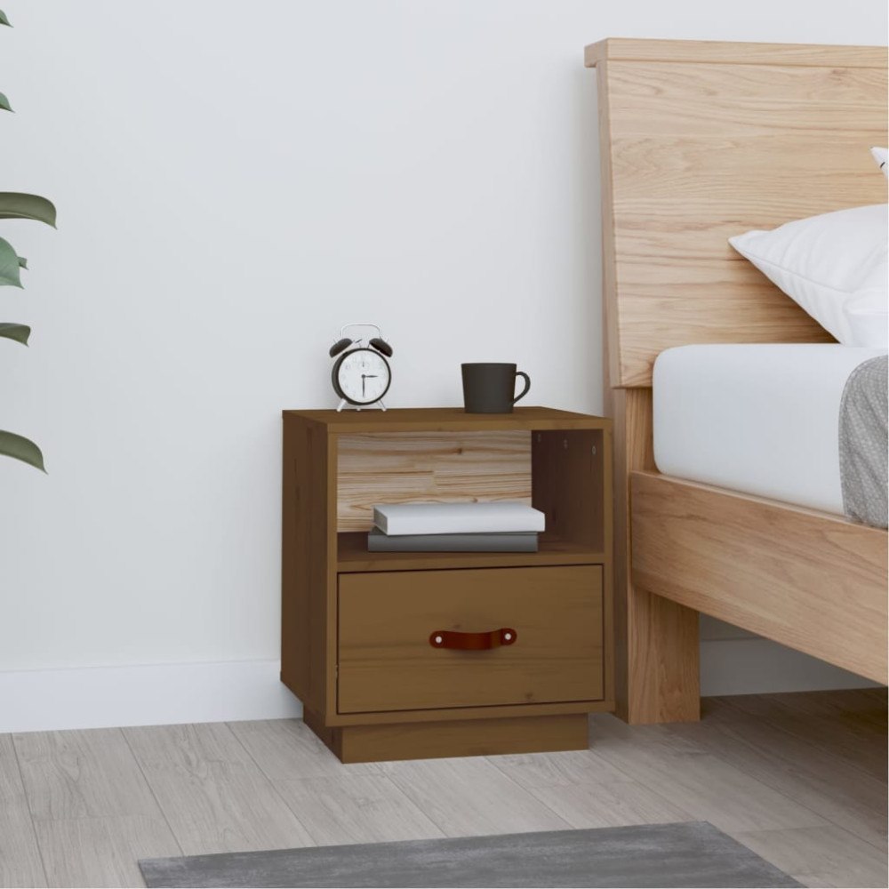vidaXL Sängbord honungsbrun 40x34x45 cm massiv furu