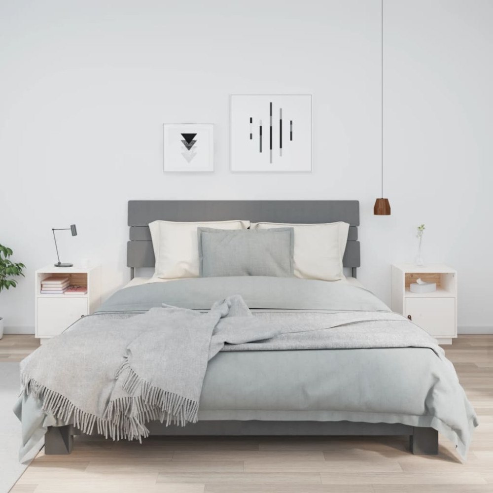 vidaXL Sängbord 2 st vit 40x34x55 cm massiv furu