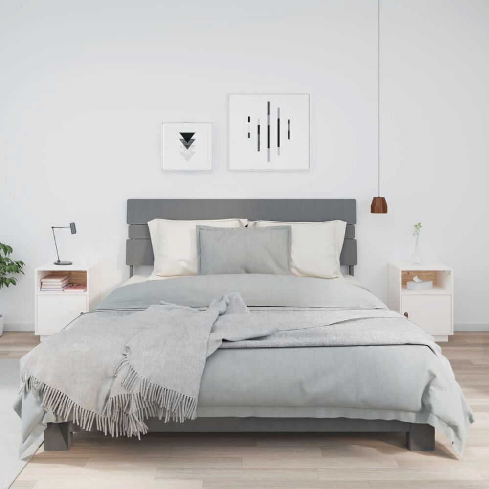 vidaXL Sängbord 2 st vit 40x34x55 cm massiv furu