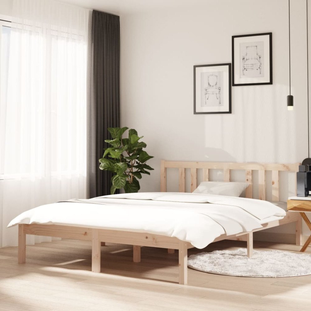vidaXL Sängram massivt trä 135x190 cm