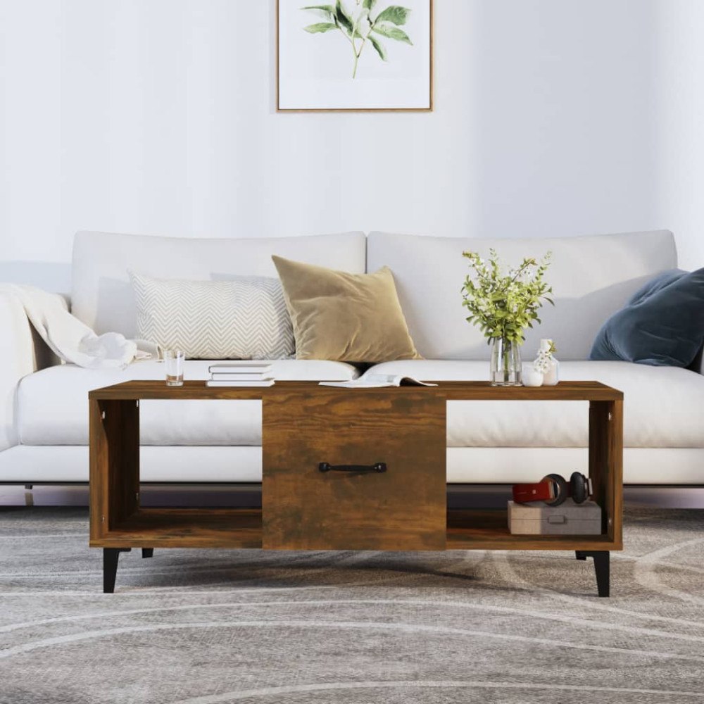 vidaXL Soffbord rökfärgad ek 102x50x40 cm konstruerat trä