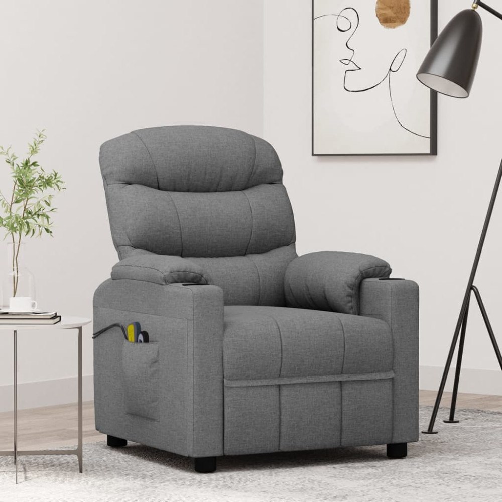 vidaXL Elektrisk massagefåtölj ljusgrå tyg