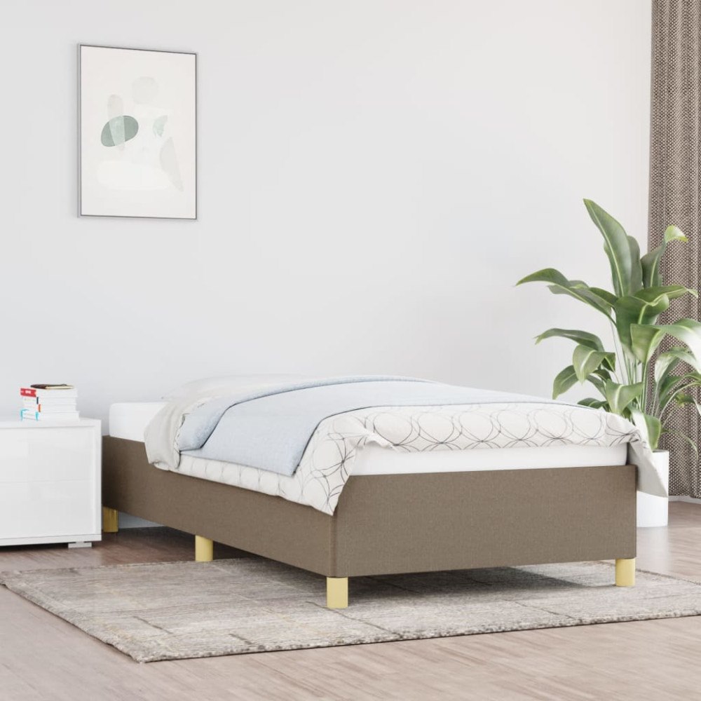 vidaXL Sängram utan madrass Taupe 90x200 cm tyg