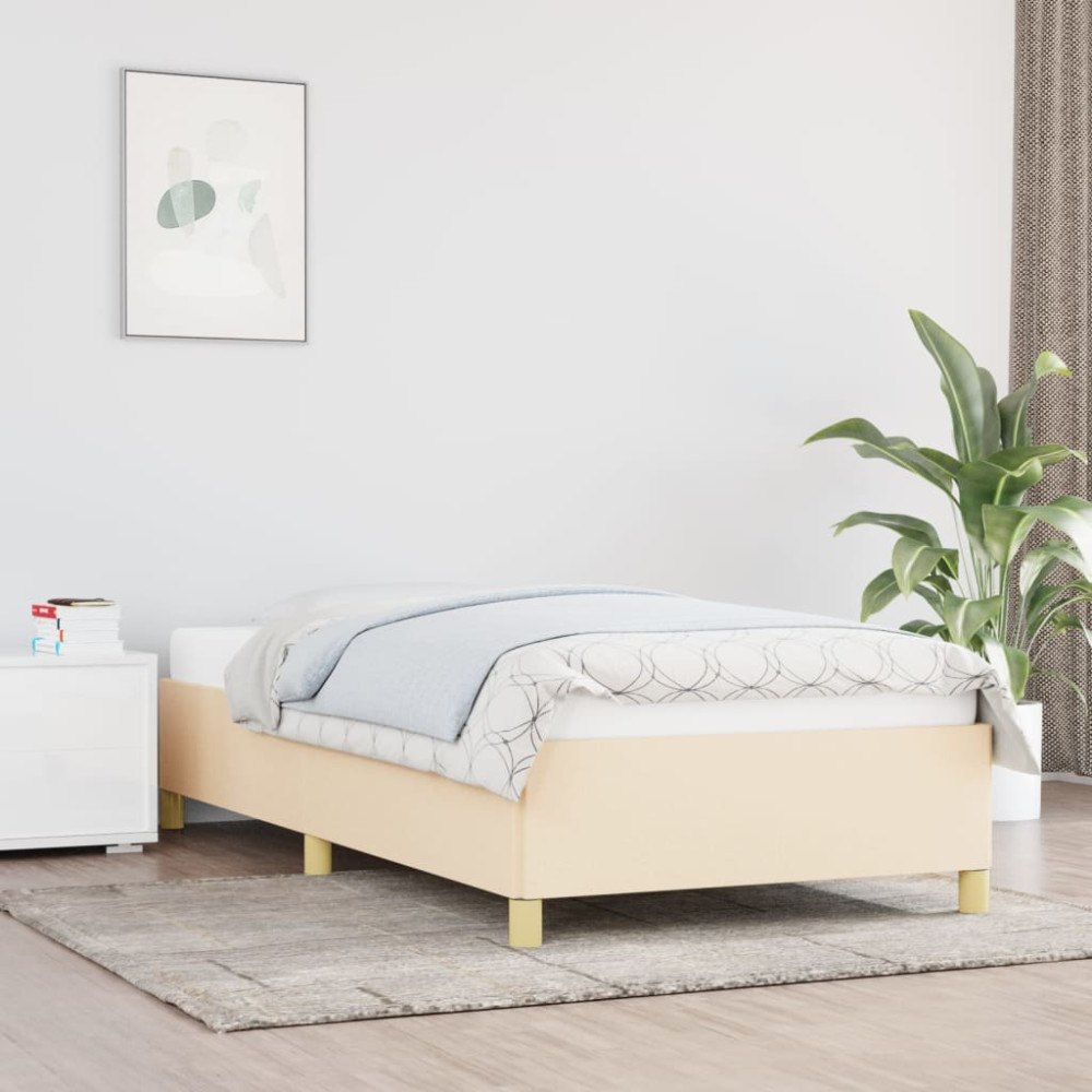 vidaXL Sängram utan madrass cremefärgad 90x200 cm tyg