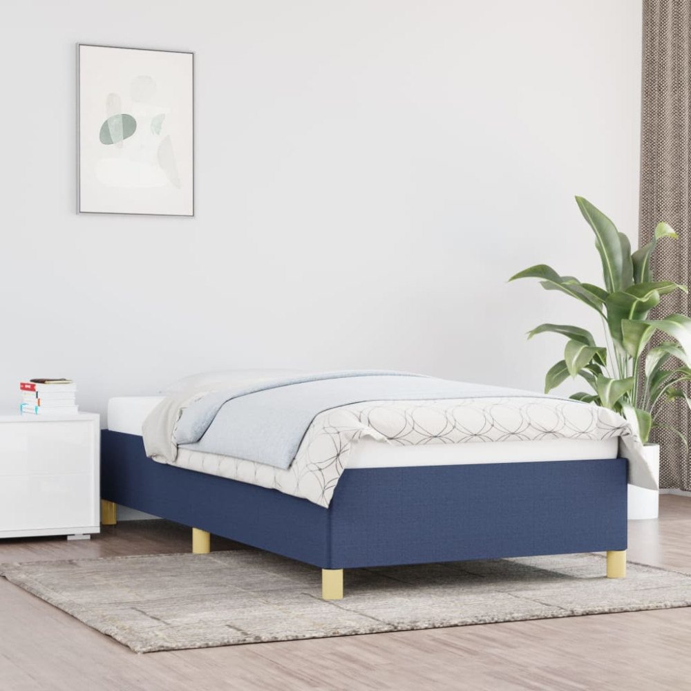 vidaXL Sängram utan madrass blå 90x200cm tyg
