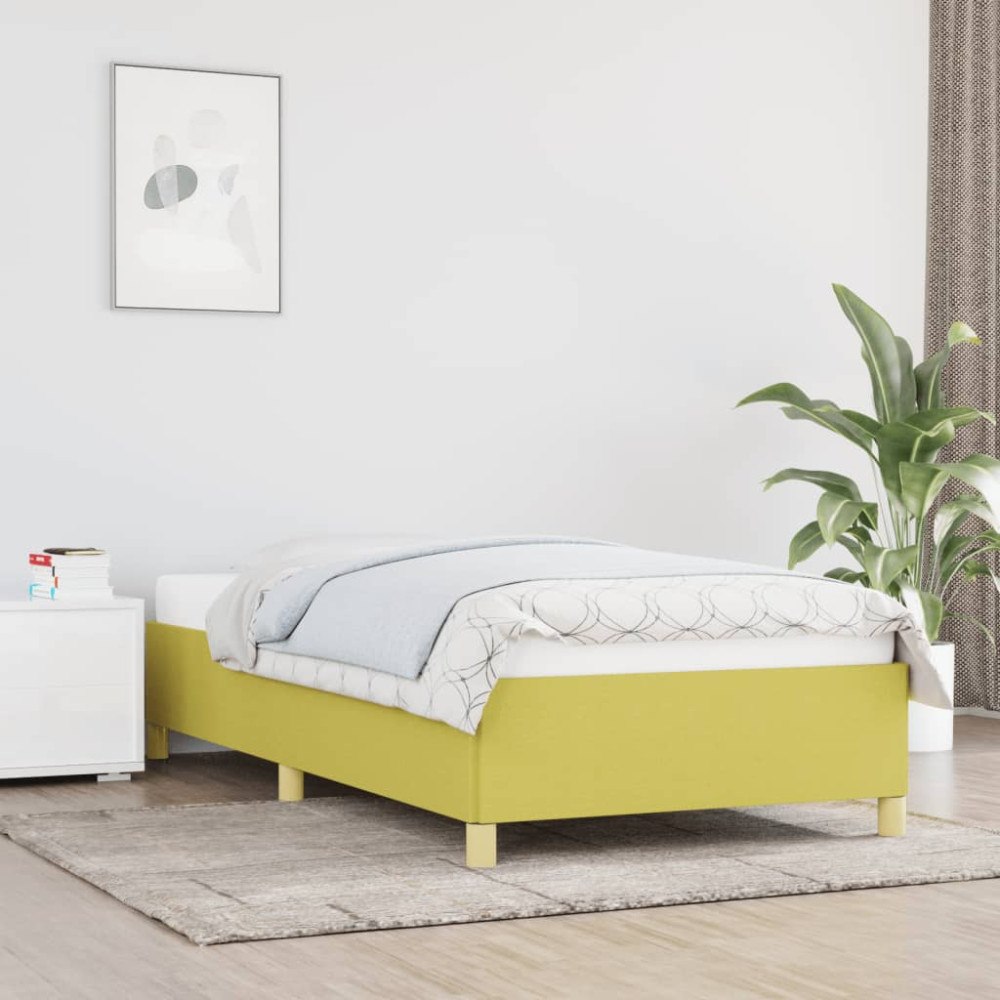 vidaXL Sängram utan madrass grön tyg 90x200 cm