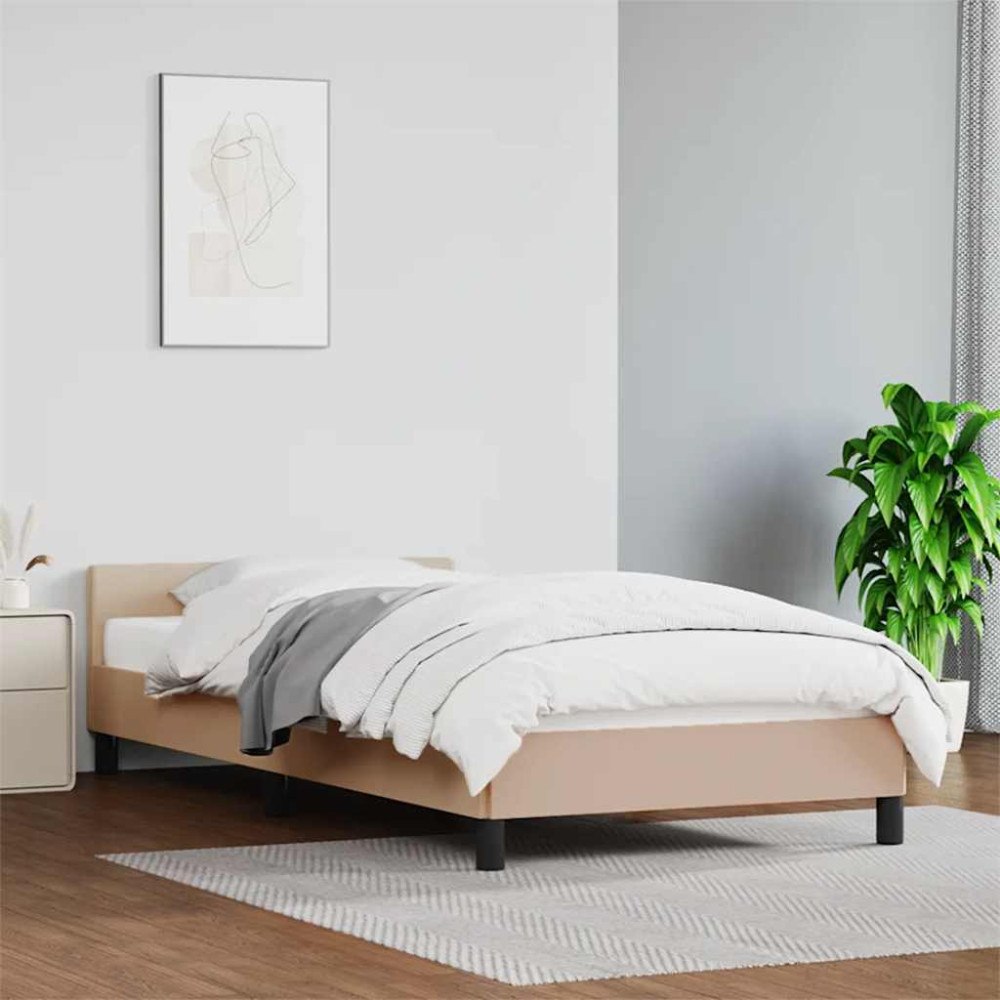 vidaXL Sängram med huvudgavel utan madrass cappuccino 80x200 cm