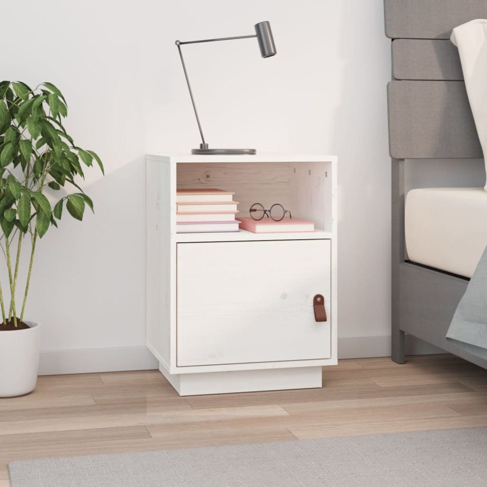 vidaXL Sängbord vit 40x34x55 cm massiv furu