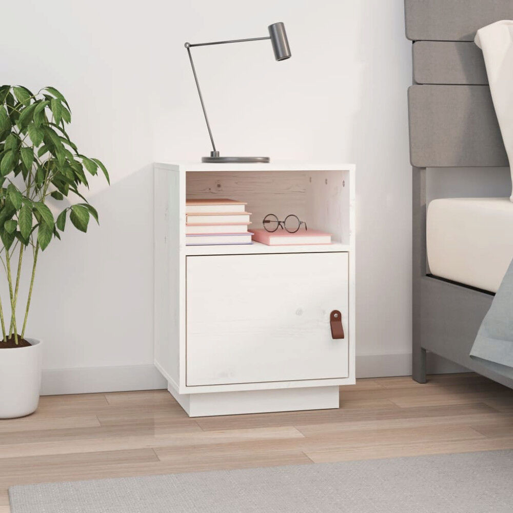 vidaXL Sängbord vit 40x34x55 cm massiv furu