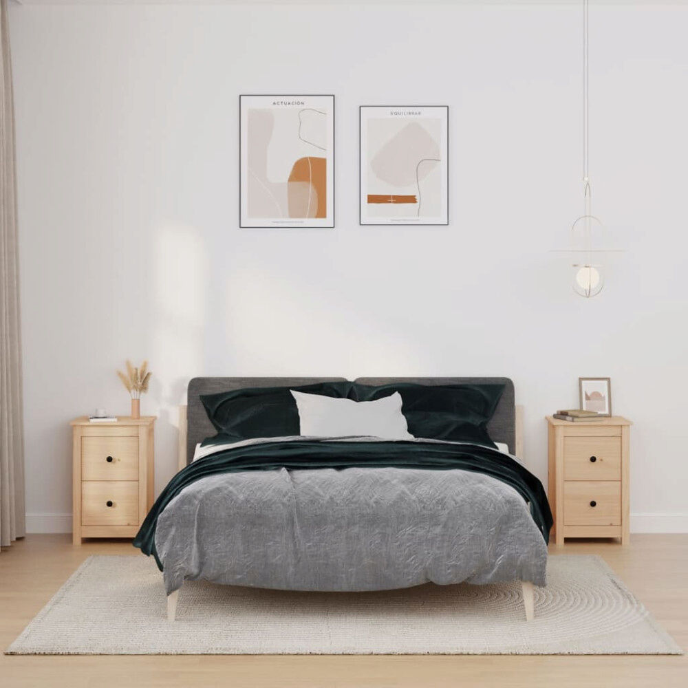 vidaXL Sängbord 2 st 40x35x61,5 cm massiv furu