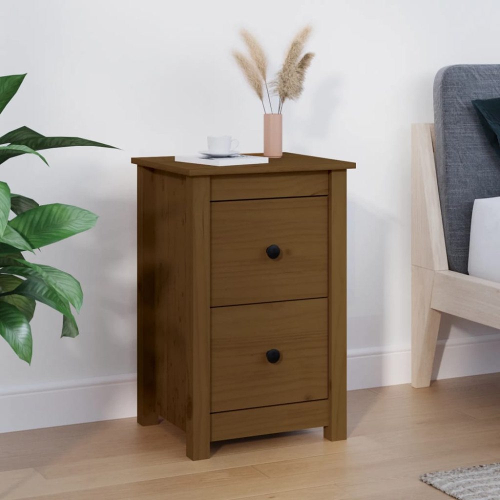 vidaXL Sängbord honungsbrun 40x35x61,5 cm massiv furu
