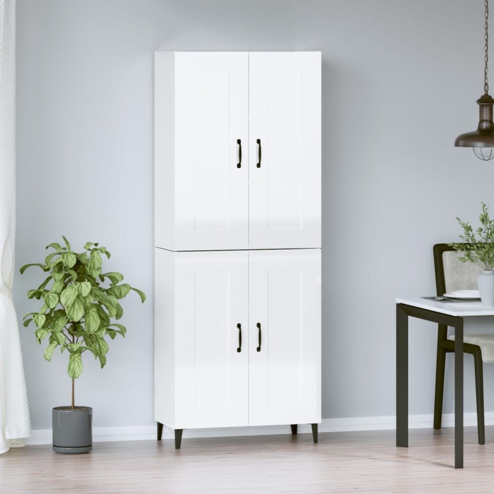 vidaXL Högskåp högglans vit 69,5x34x180 cm konstruerat trä