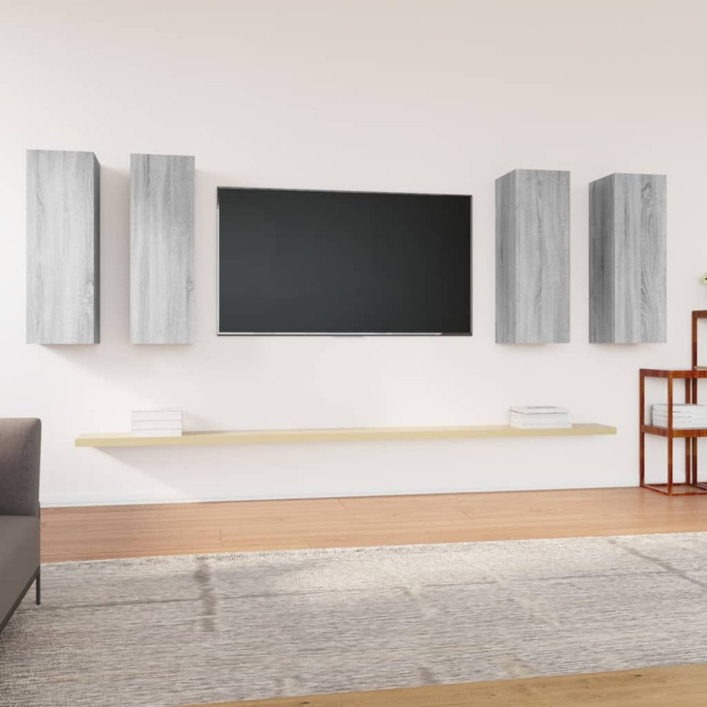 vidaXL TV-bänk 4 st grå sonoma 30,5x30x90 cm konstruerat trä