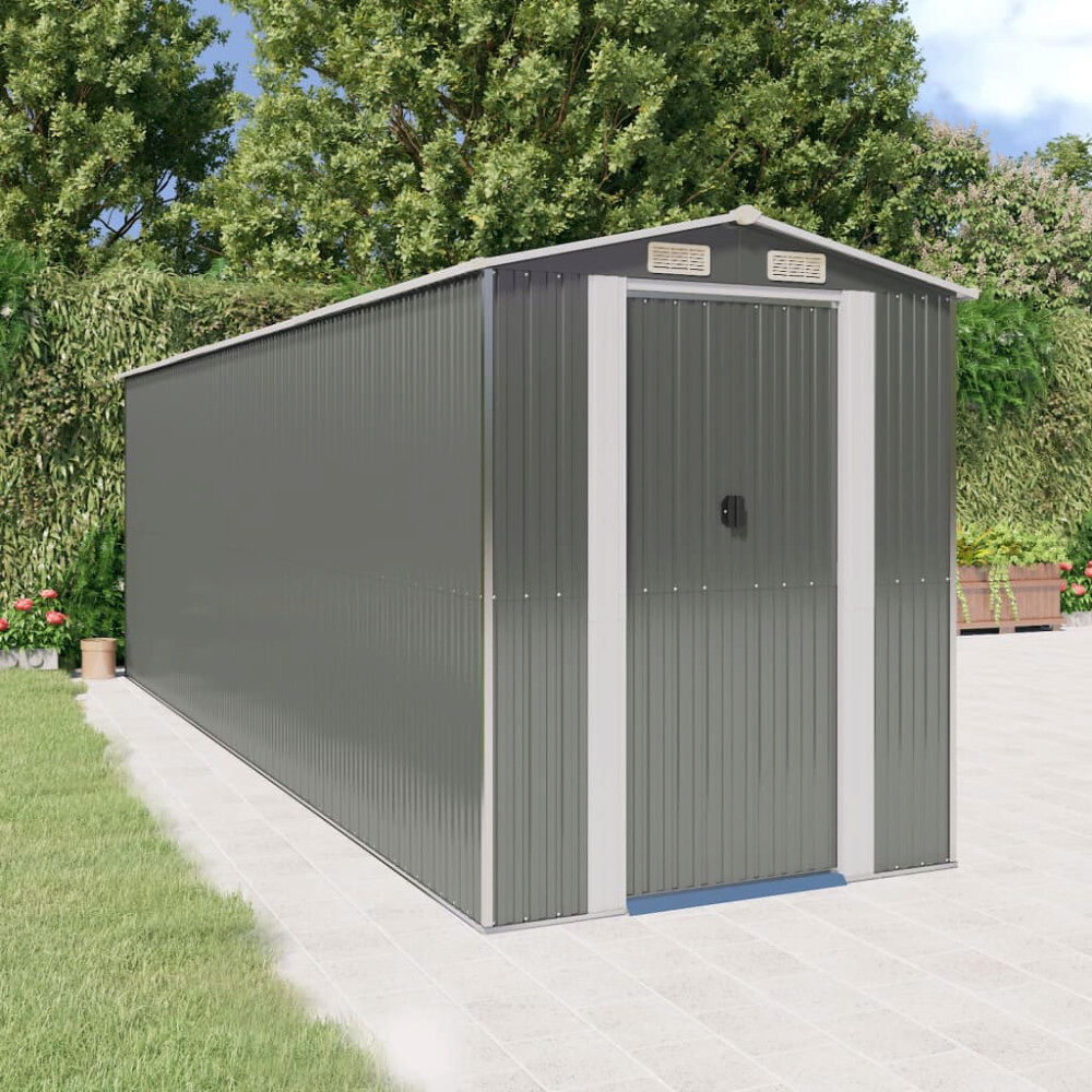 vidaXL Trädgårdsskjul ljusgrå 192x606x223 cm galvaniserat stål