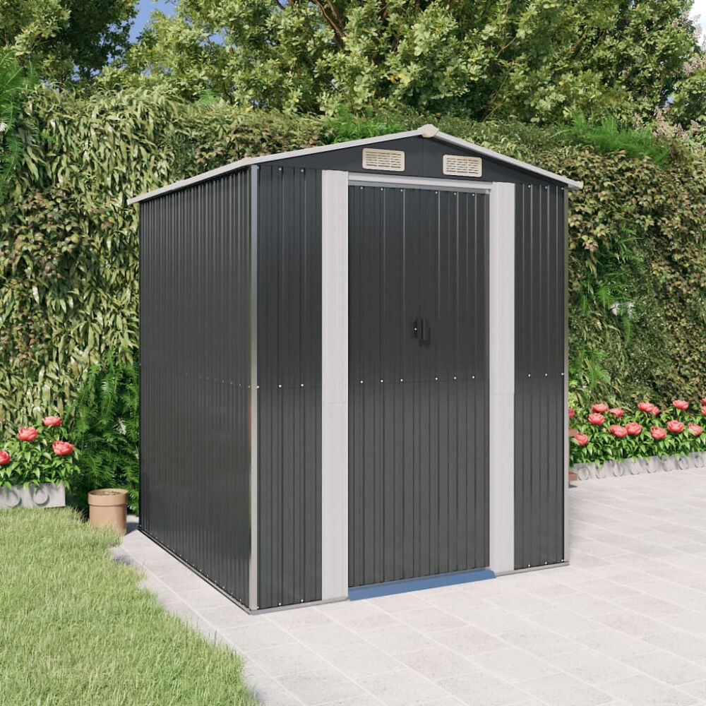 vidaXL Trädgårdsskjul antracit 192x191x223 cm galvaniserat stål