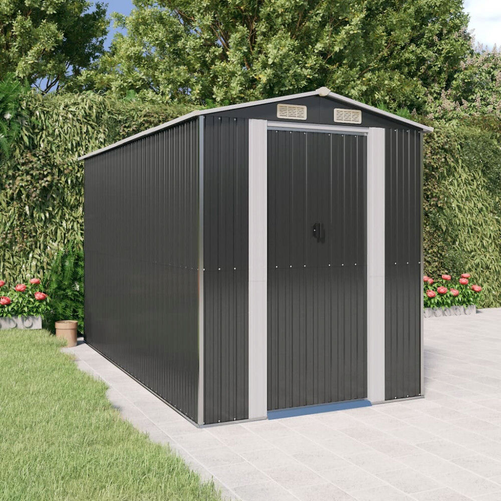 vidaXL Trädgårdsskjul antracit 192x357x223 cm galvaniserat stål
