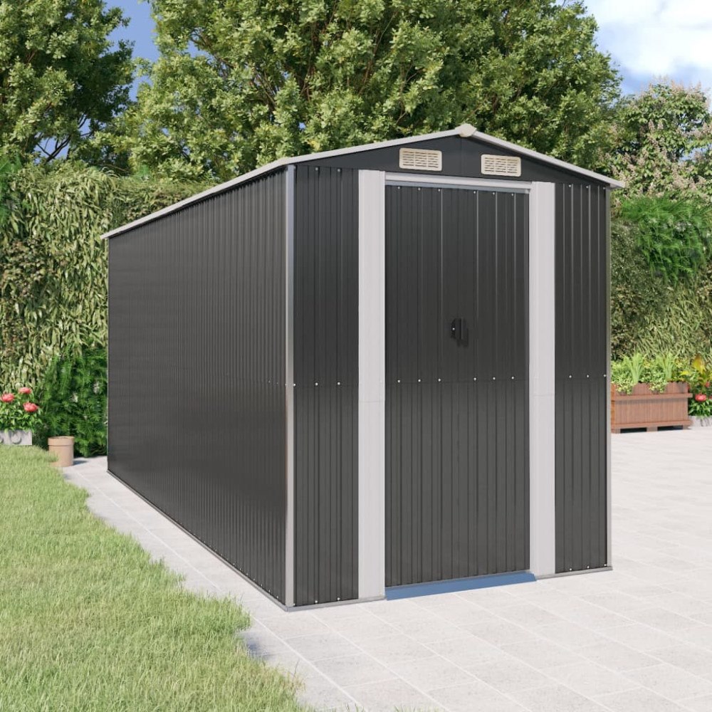 vidaXL Trädgårdsskjul antracit 192x440x223 cm galvaniserat stål