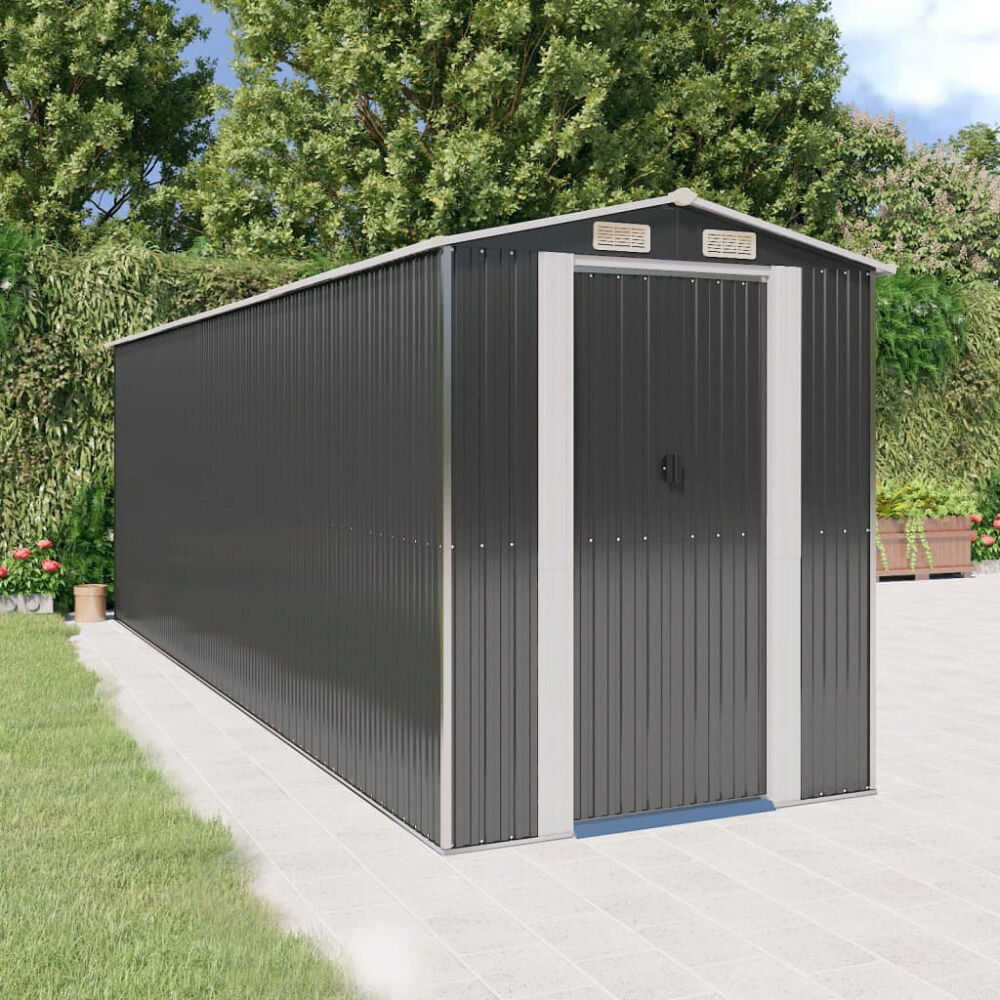 vidaXL Trädgårdsskjul antracit 192x606x223 cm galvaniserat stål