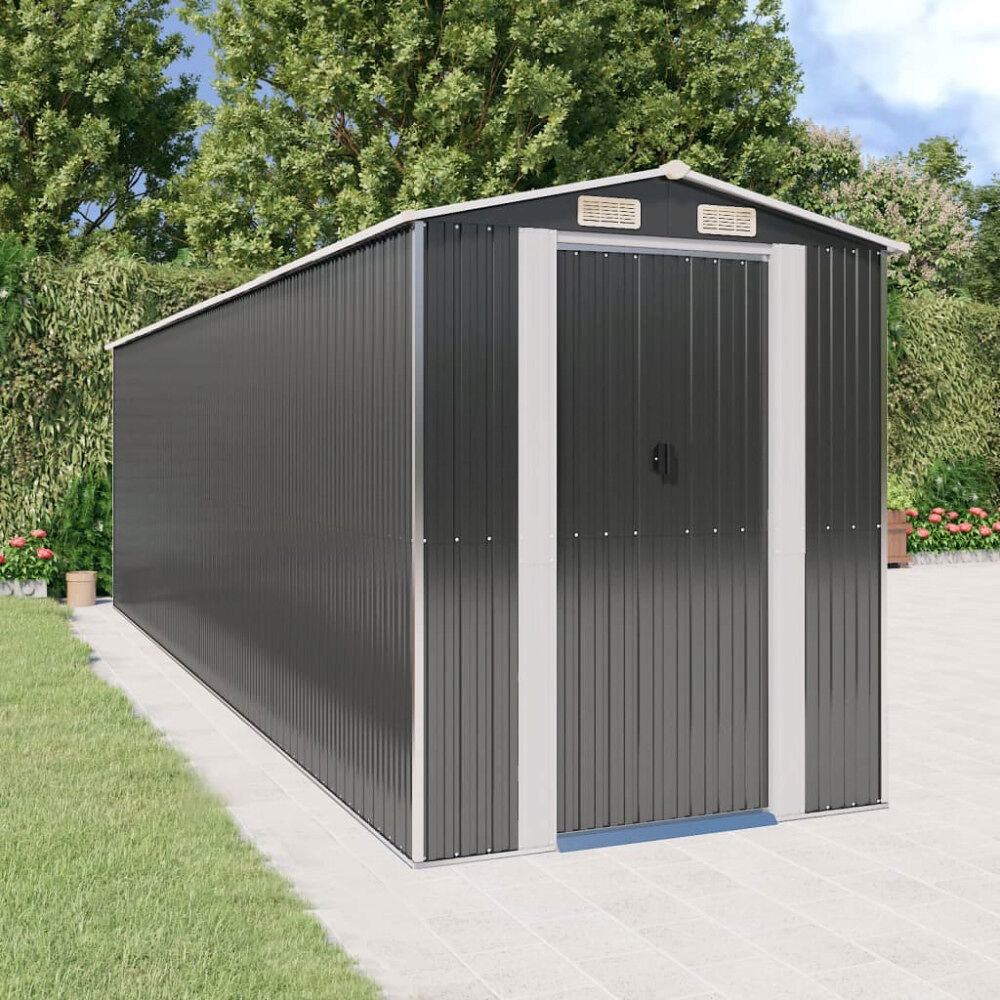 vidaXL Trädgårdsskjul antracit 192x689x223 cm galvaniserat stål