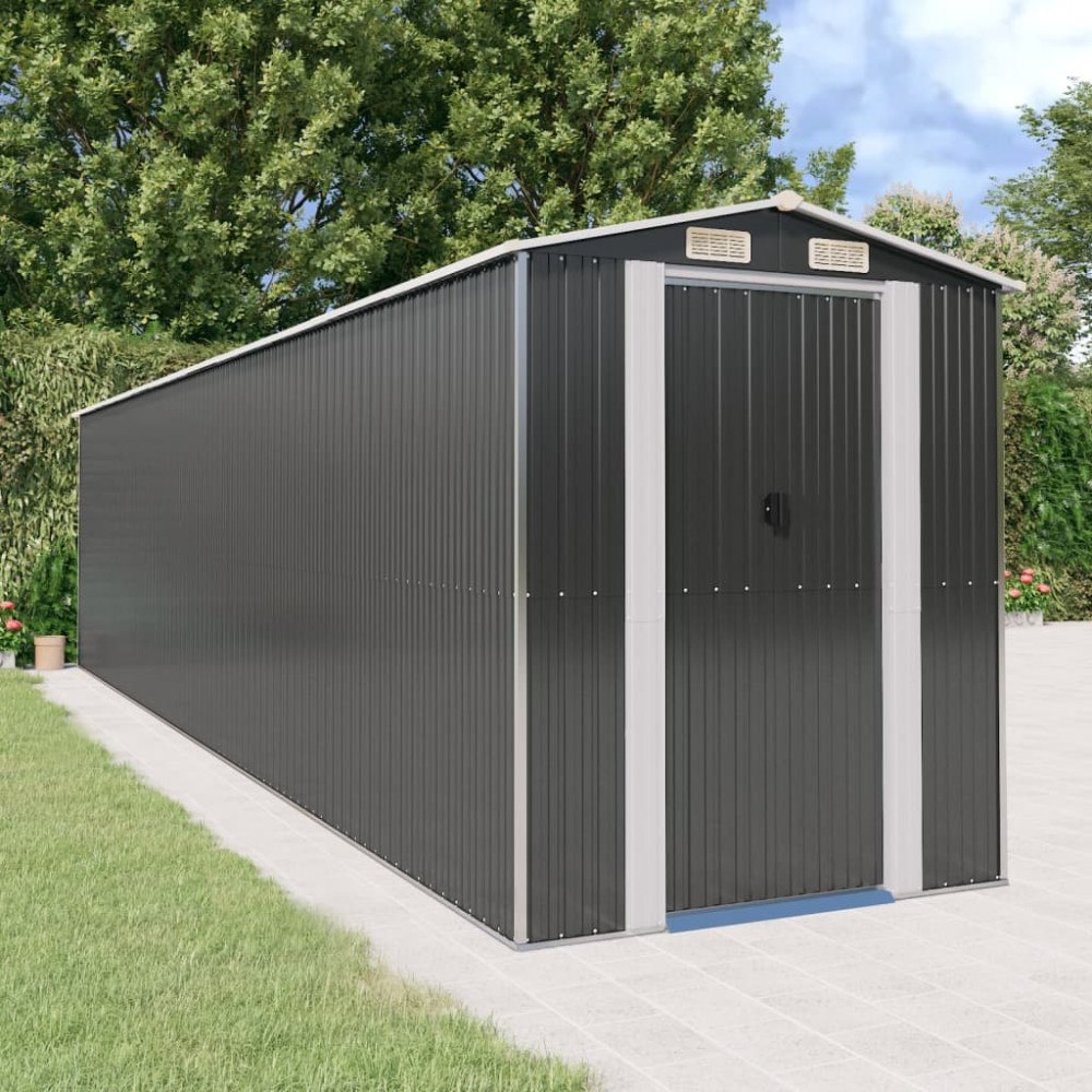 vidaXL Trädgårdsskjul antracit 192x855x223 cm galvaniserat stål