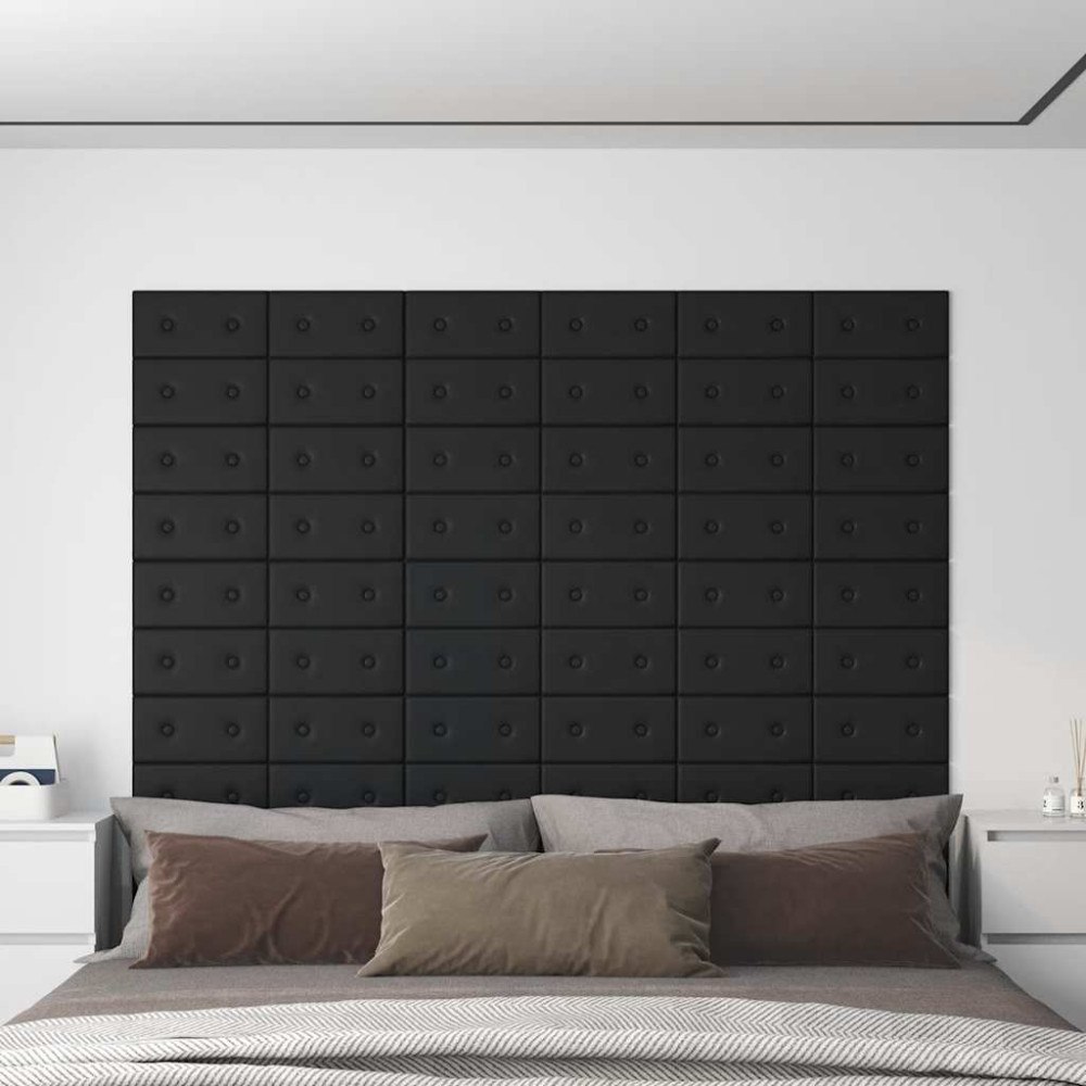 vidaXL Väggpaneler 12 st svart 30x15 cm konstläder 0,54 m²