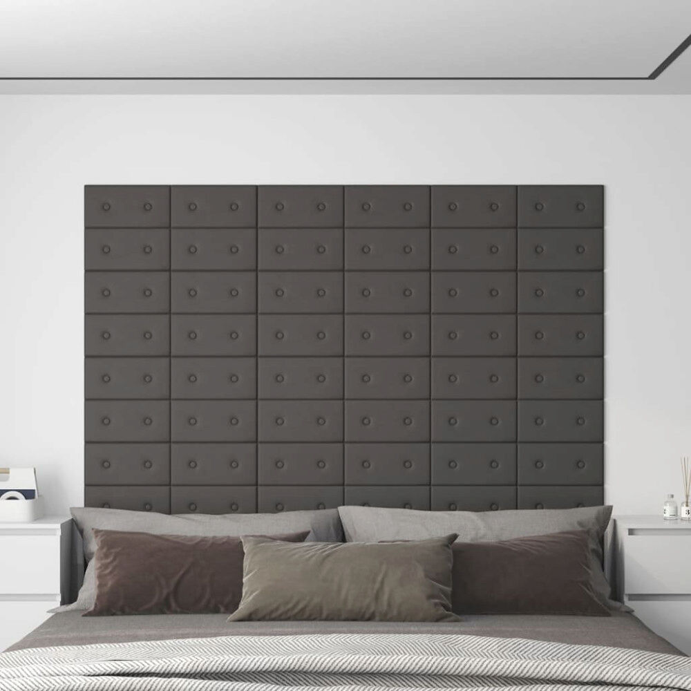 vidaXL Väggpaneler 12 st grå 30x15 cm konstläder 0,54 m²