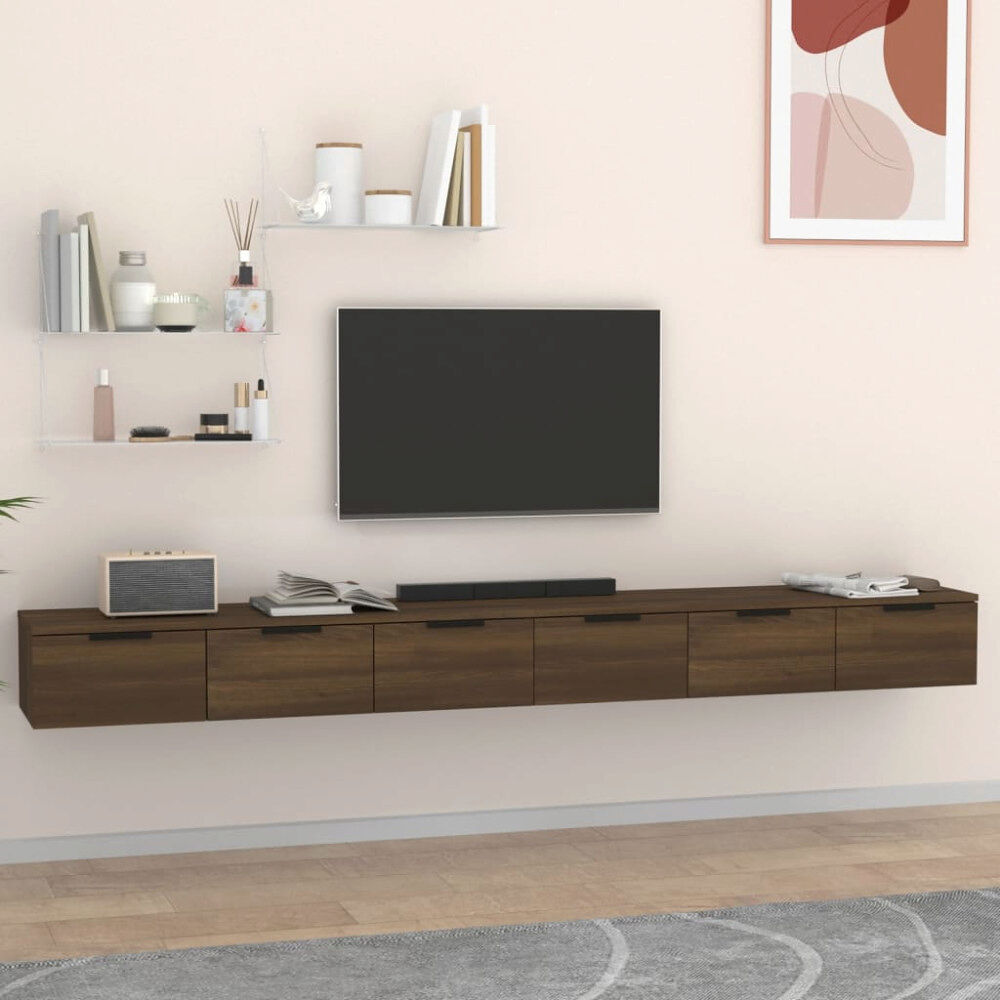 vidaXL Väggskåp 2 st brun ek 102x30x20 cm konstruerat trä