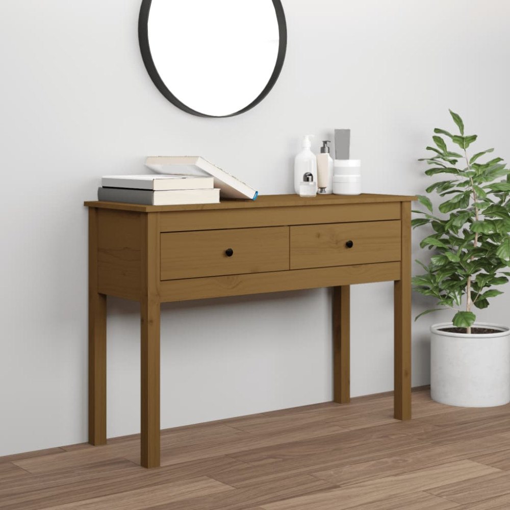 vidaXL Konsolbord honungsbrun 100x35x75 cm massiv furu
