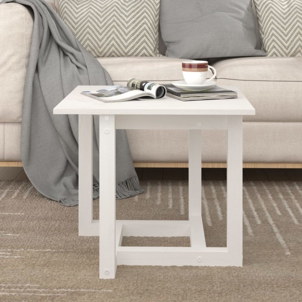 vidaXL Soffbord vit 50x50x45 cm massiv furu