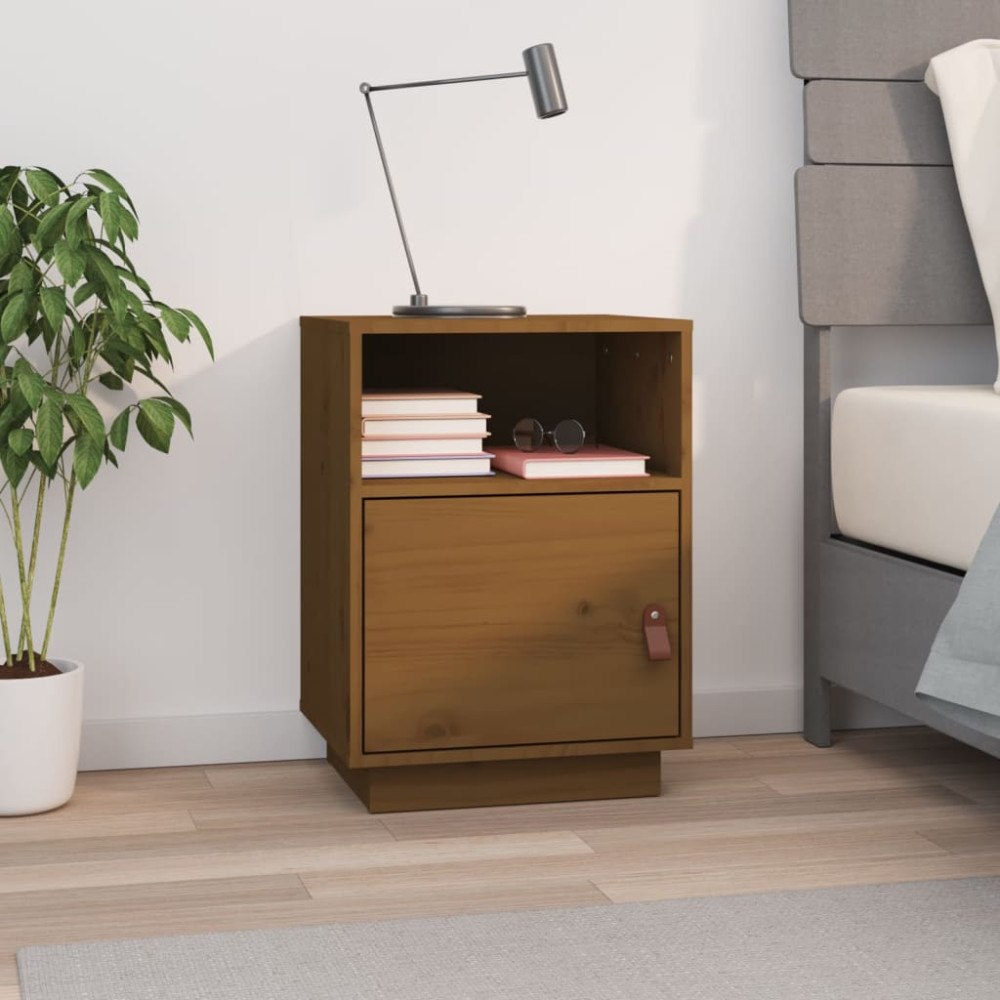 vidaXL Sängbord honungsbrun 40x34x55 cm massiv furu
