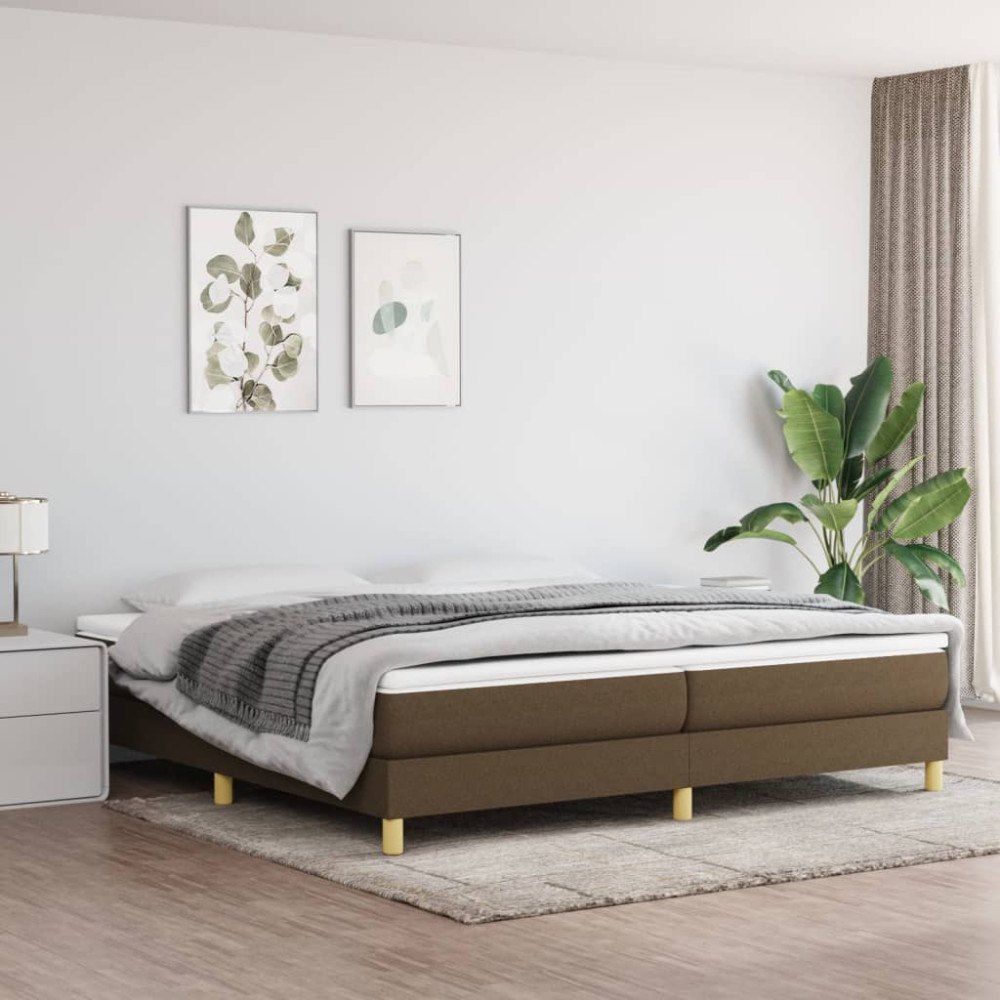 vidaXL Boxspring-sängram mörkbrun 200x200 cm tyg