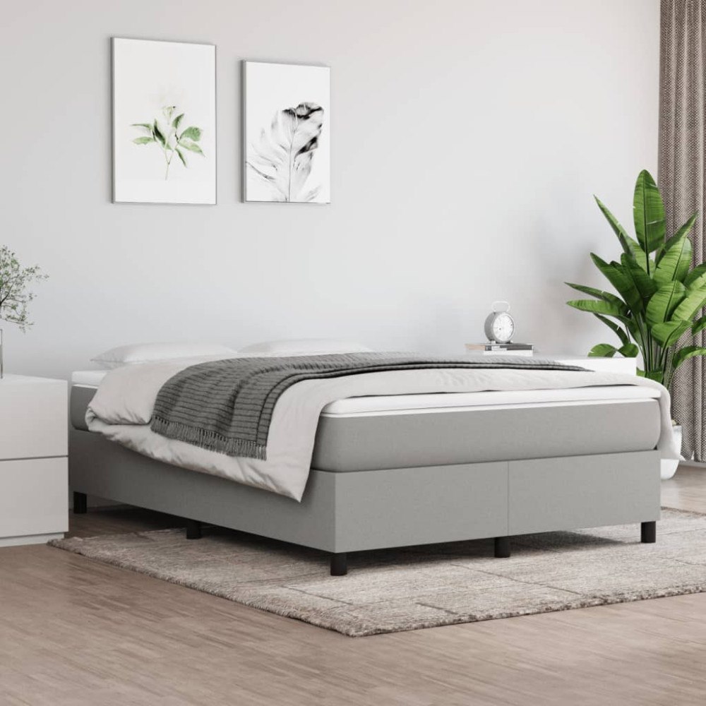 vidaXL Boxspring-sängram ljusgrå 140x200 cm tyg