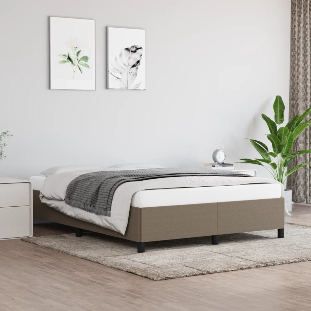 vidaXL Sängram utan madrass taupe 140x200 cm tyg