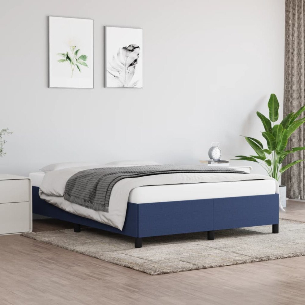 vidaXL Sängram utan madrass blå 140x200 cm tyg