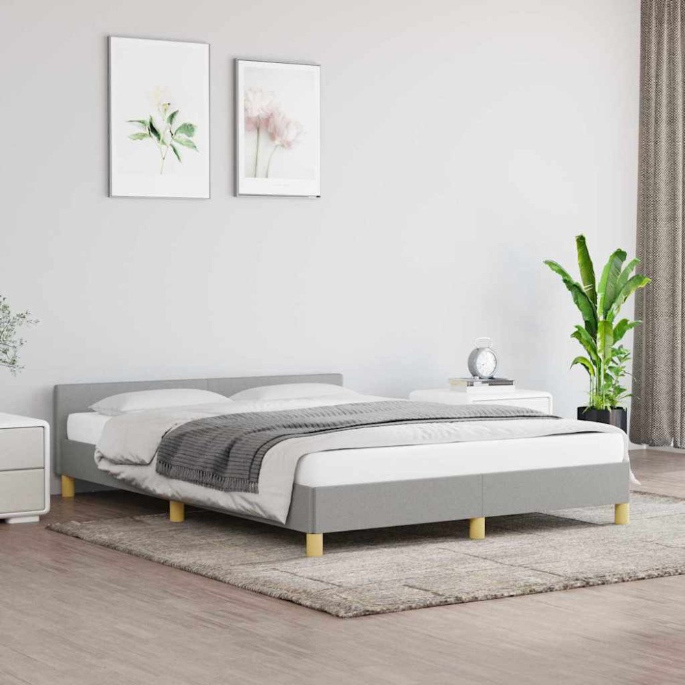 vidaXL Sängram utan madrass ljusgrå 140x190 cm tyg