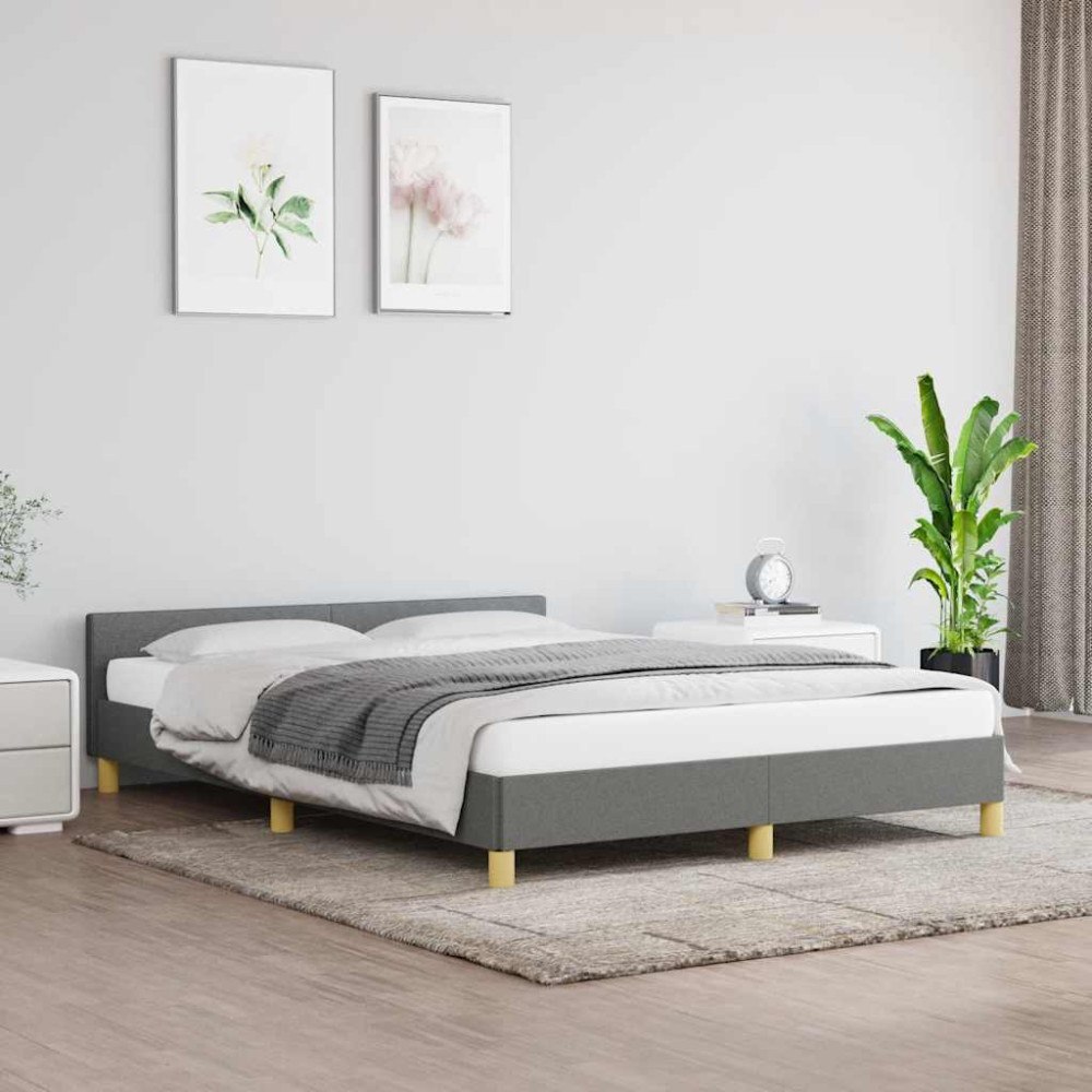 vidaXL Sängram utan madrass mörkgrå 140x190 cm tyg
