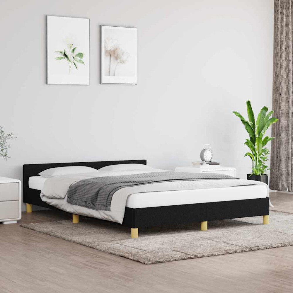 vidaXL Sängram utan madrass svart 140x190 cm tyg