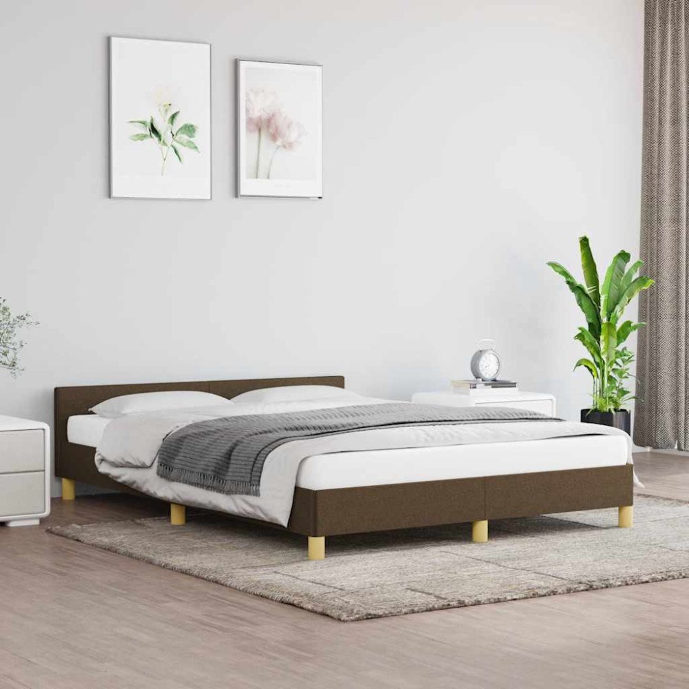 vidaXL Sängram utan madrass mörkbrun 140x190 cm tyg