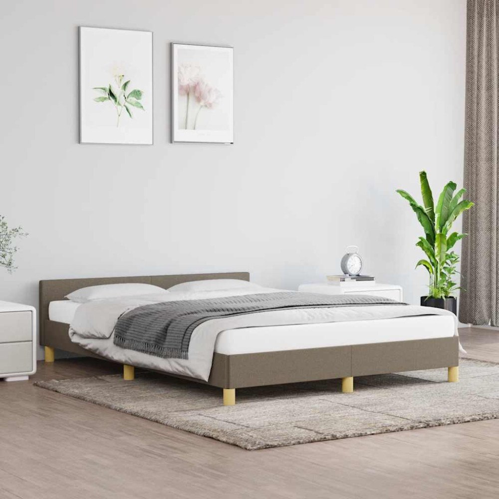 vidaXL Sängram utan madrass taupe 140x190 cm tyg