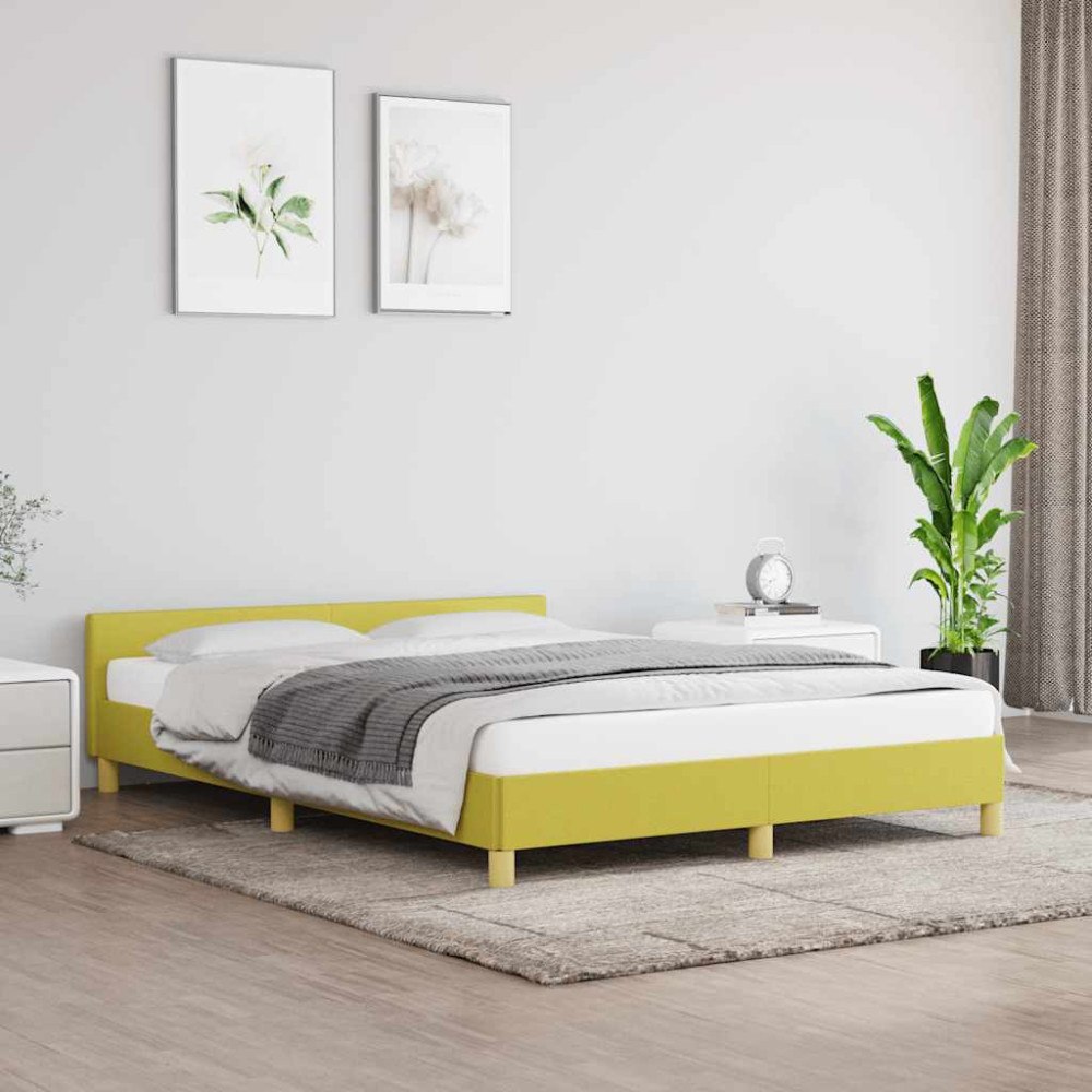 vidaXL Sängram utan madrass grön 140x190 cm tyg