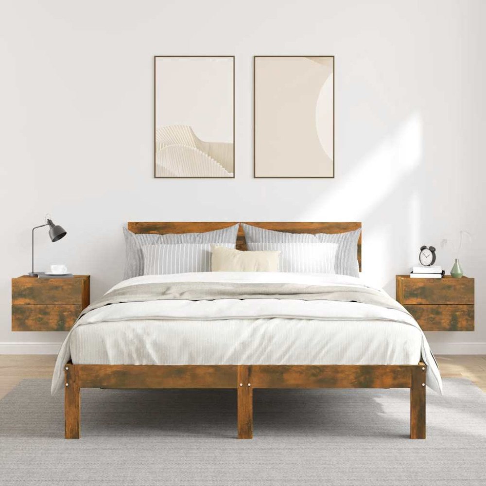 vidaXL Sängbord 2 st rökfärgad ek 40x30x30 cm konstruerat trä