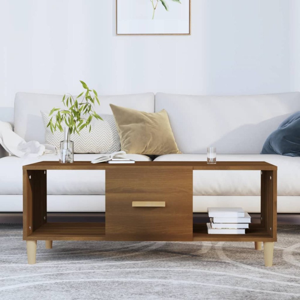 vidaXL Soffbord brun ek 102x50x40 cm konstruerat trä