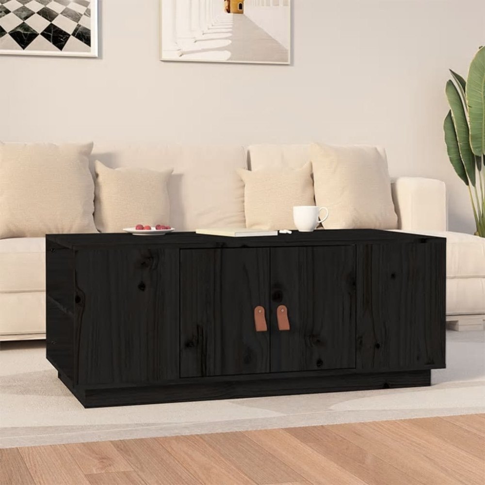vidaXL Soffbord svart 100x50x41 cm massiv furu