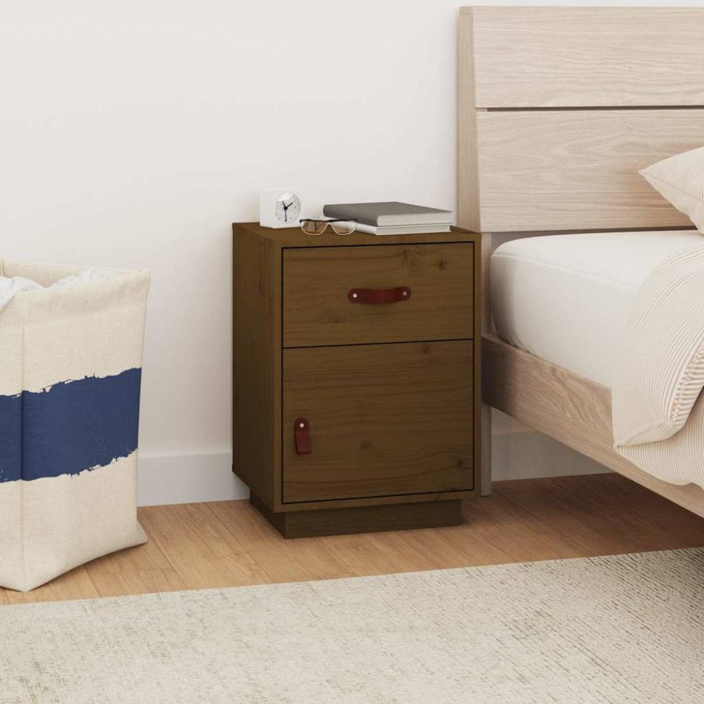 vidaXL Sängbord honungsbrun 40x34x55 cm massiv furu