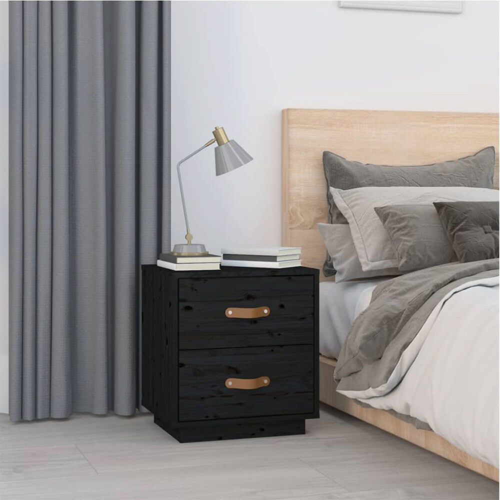 vidaXL Sängbord svart 40x34x45 cm massiv furu
